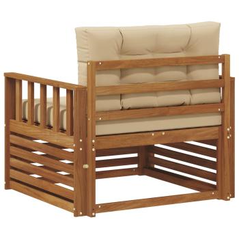 Outdoor-Sofa Massives Akazienholz und Polyester Natur und Beige