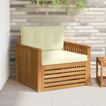 ARDEBO.de - Outdoor-Sofa Massives Akazienholz und Polyester Natur und Creme
