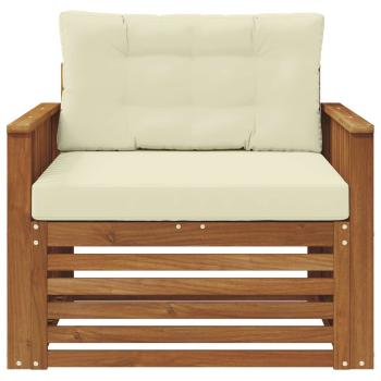 Outdoor-Sofa Massives Akazienholz und Polyester Natur und Creme