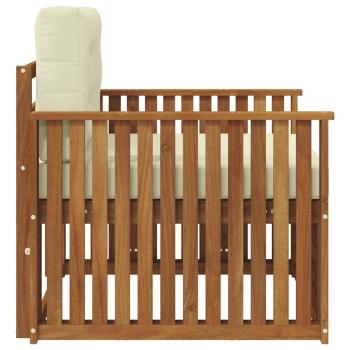 Outdoor-Sofa Massives Akazienholz und Polyester Natur und Creme