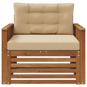 Outdoor-Sofa Massives Akazienholz und Polyester Natur und Beige