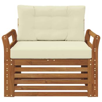 Outdoor-Sofa Massives Akazienholz und Polyester Natur und Creme