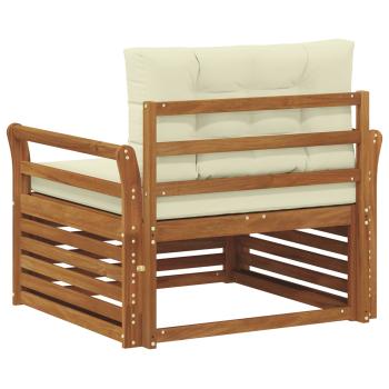 Outdoor-Sofa Massives Akazienholz und Polyester Natur und Creme