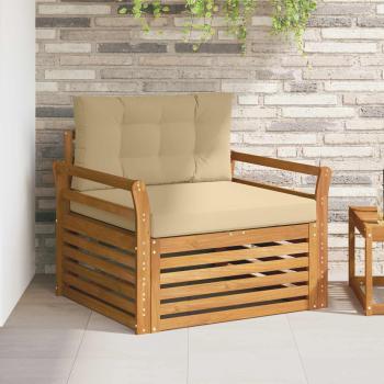 ARDEBO.de - Outdoor-Sofa Massives Akazienholz und Polyester Natur und Beige