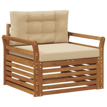 Outdoor-Sofa Massives Akazienholz und Polyester Natur und Beige