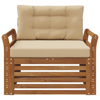 Outdoor-Sofa Massives Akazienholz und Polyester Natur und Beige
