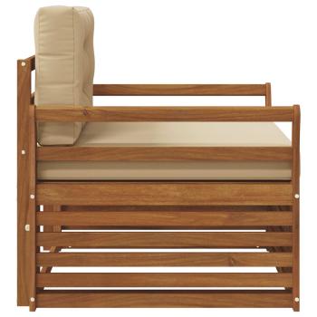 Outdoor-Sofa Massives Akazienholz und Polyester Natur und Beige
