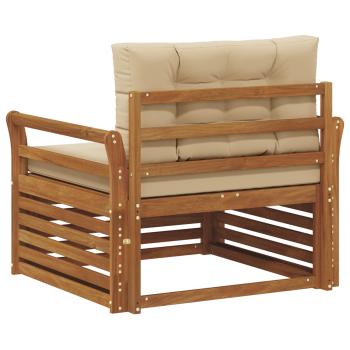 Outdoor-Sofa Massives Akazienholz und Polyester Natur und Beige