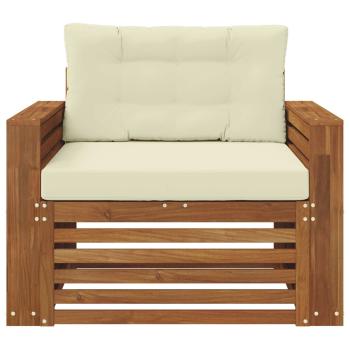 Outdoor-Sofagarnitur Natur und Creme Massivholz Akazie