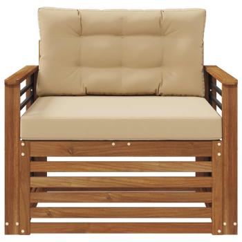 Outdoor-Sofa Massives Akazienholz und Polyester Natur und Beige