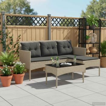 Gartensofa-set 2 stk. Poly-Rattan