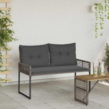 Bank Outdoor Grau 118 x 55 x 82 cm PE-Rattan und Stoff