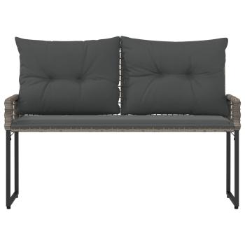 Bank Outdoor Grau 118 x 55 x 82 cm PE-Rattan und Stoff