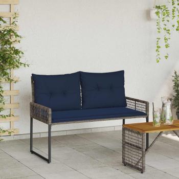 Bank Outdoor mit Kissen Grau und Marine 118 x 55 x 82 cm