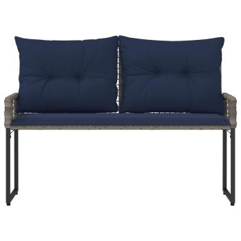 Bank Outdoor mit Kissen Grau und Marine 118 x 55 x 82 cm
