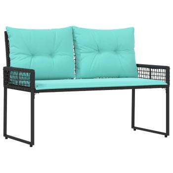 Bank Outdoor mit Kissen Schwarz und Türkis 118 x 55 x 82 cm