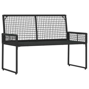Bank Outdoor mit Kissen Schwarz und Türkis 118 x 55 x 82 cm