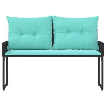 Bank Outdoor mit Kissen Schwarz und Türkis 118 x 55 x 82 cm