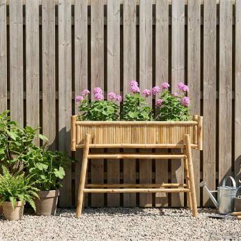 Gartenpflanzer mit Halter Natur 100 x 38 x 74 cm Bambus