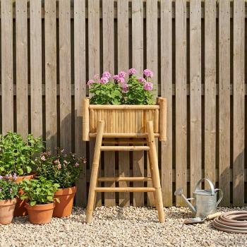 Gartenpflanzer mit Halter Natur 50 x 38 x 74 cm Bambus