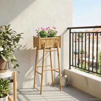 ARDEBO.de - Gartenpflanzer mit Halter Natur 50 x 38 x 114 cm Bambus