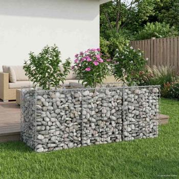 Gabionen-Hochbeet 150 x 50 x 60 cm Verzinkter Stahl Silber