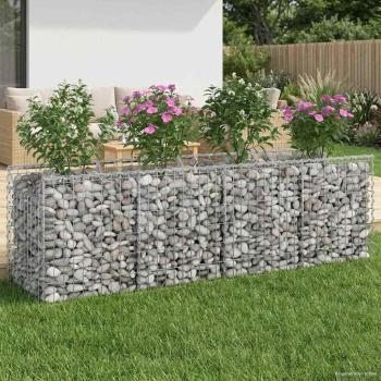 ARDEBO.de - Gabionen-Hochbeet 200 x 50 x 60 cm Verzinkter Stahl Silber