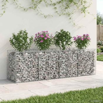 Gabionen-Hochbeet 200 x 50 x 60 cm Verzinkter Stahl Silber