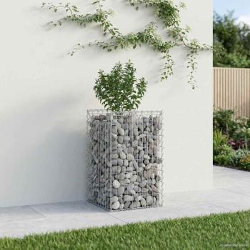 Gabionen-Hochbeet 50 x 50 x 80 cm Verzinkter Stahl Silber