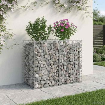 Gabionen-Hochbeet 100 x 50 x 80 cm Verzinkter Stahl Silber