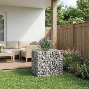 ARDEBO.de - Gabionen-Hochbeet 60 x 60 x 55 cm Verzinkter Stahl Silber