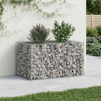 ARDEBO.de - Gabionen-Hochbeet 100 x 60 x 55 cm Verzinkter Stahl Silber