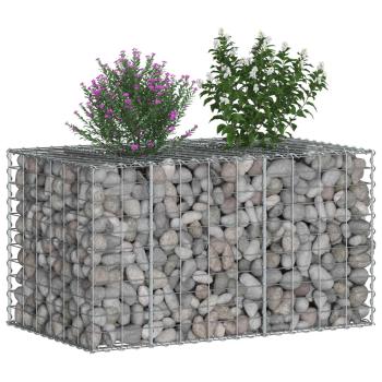 Gabionen-Hochbeet 100 x 60 x 55 cm Verzinkter Stahl Silber