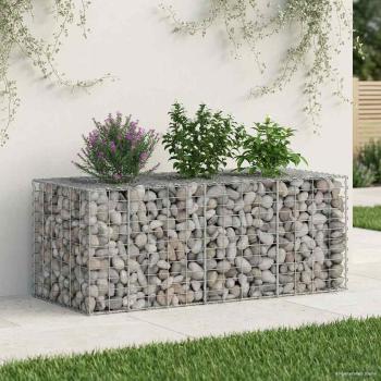 ARDEBO.de - Gabionen-Hochbeet 140 x 60 x 55 cm Verzinkter Stahl Silber