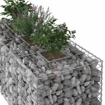Gabionen-Hochbeet 140 x 60 x 55 cm Verzinkter Stahl Silber