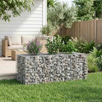 Gabionen-Hochbeet 140 x 60 x 55 cm Verzinkter Stahl Silber