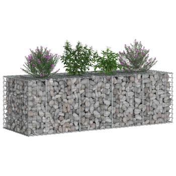 Gabionen-Hochbeet 180 x 60 x 55 cm Verzinkter Stahl Silber