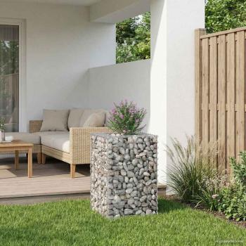ARDEBO.de - Gabionen-Hochbeet 50 x 50 x 80 cm Verzinkter Stahl Silber