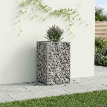 Gabionen-Hochbeet 50 x 50 x 80 cm Verzinkter Stahl Silber