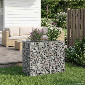 Gabionen-Hochbeet 90 x 50 x 80 cm Verzinkter Stahl Silber