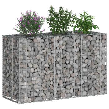 Gabionen-Hochbeet 130 x 50 x 80 cm Verzinkter Stahl Silber