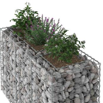 Gabionen-Hochbeet 130 x 50 x 80 cm Verzinkter Stahl Silber