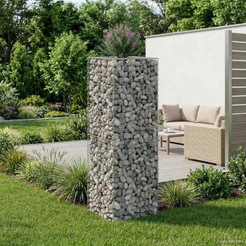 ARDEBO.de - Gabionen-Hochbeet 50 x 50 x 150 cm Verzinkter Stahl Silber