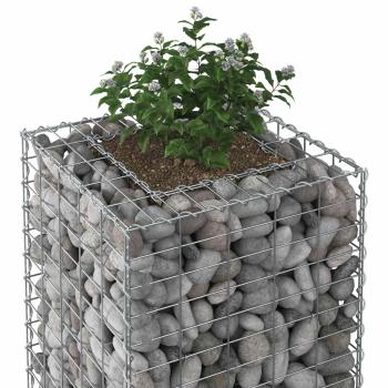 Gabionen-Hochbeet 50 x 50 x 150 cm Verzinkter Stahl Silber
