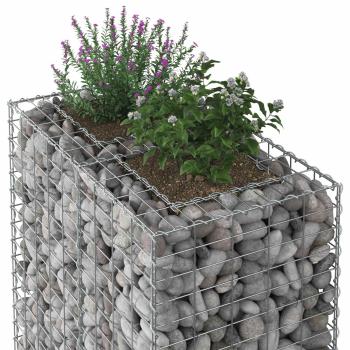Gabionen-Hochbeet 90 x 50 x 150 cm Verzinkter Stahl Silber