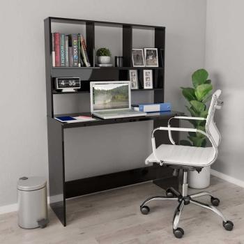 ARDEBO.de - Schreibtisch mit Regalen Hochglanz-Schwarz 110x45x157 cm