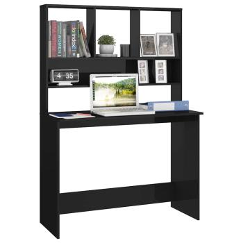 Schreibtisch mit Regalen Hochglanz-Schwarz 110x45x157 cm