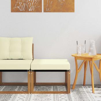 ARDEBO.de - Outdoor-Fußhocker Massivholz Akazie und Textilene Stoff Natur