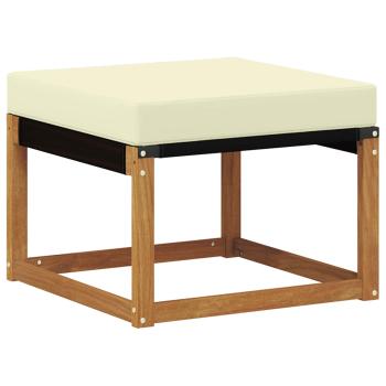 Outdoor-Fußhocker Massivholz Akazie und Textilene Stoff Natur