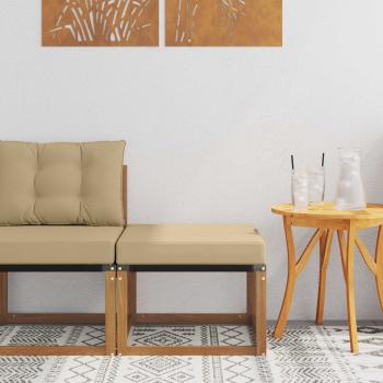 ARDEBO.de - Outdoor-Fußhocker Massivholz Akazie und Textilene Stoff Natur